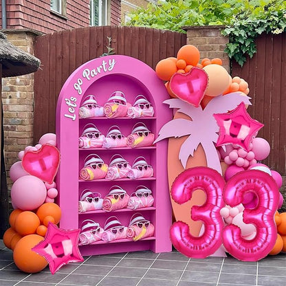 40 Inch Number Balloons Hot Pink 3 Cowgirl Pink 3rd Birthday Decor 9 Pcs | - Image 6