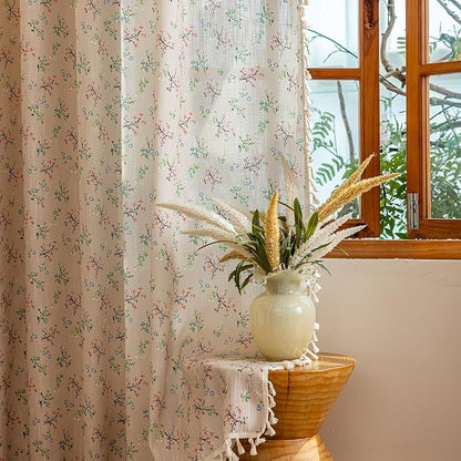 ENJOYBRIDAL Floral Boho Curtains 2 Panels Short 63 Inch Curtains Patterned Semi - Image 9