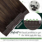 RUNATURE Wire Hair Extensions Human Hair, Invisible Fish Line Human Hair Extensions, Balayage Brown Roots Remy Hair, Real Human Hairpiece with Transparent Wire, 12 Inch 70g #2/2/6 Brown Ombre