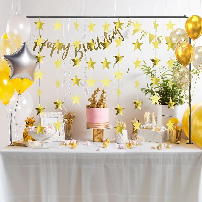 BEISHIDA Gold Glitter Star Garland Decor Twinkle Star Banner Backdrop - Image 3