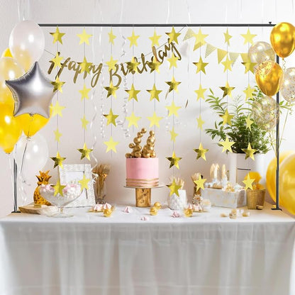 BEISHIDA Gold Glitter Star Garland Decor Twinkle Star Banner Backdrop - Image 3