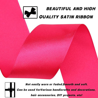 1-1/2 Inch 30 Yards Hot Pink Solid Satin Ribbon - Image 3
