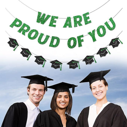 We Are So Proud of You Banner Pre-strung Green Graduation Decorations Class of - Image 3