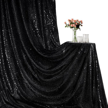 PartyDelight Black Sequin Backdrop Curtains 2x8ft 4 Panels | Sparkly 3mm sequins - Image 6