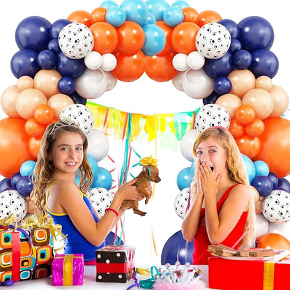 Orange Blue Beige Balloons Garland Kit - Image 4