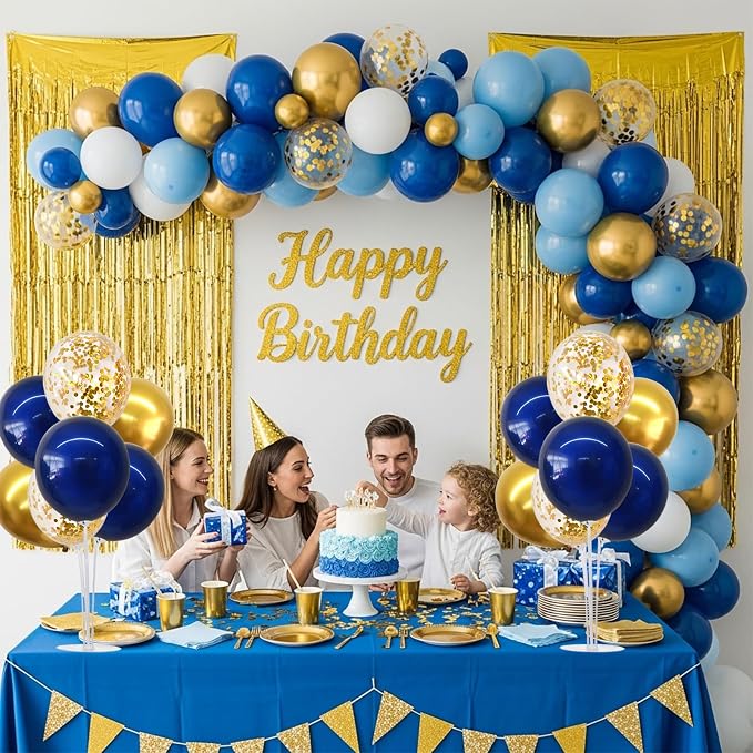 TONIFUL 4 Set Navy Blue Gold Balloons Stand Balloon Centerpieces - Image 6