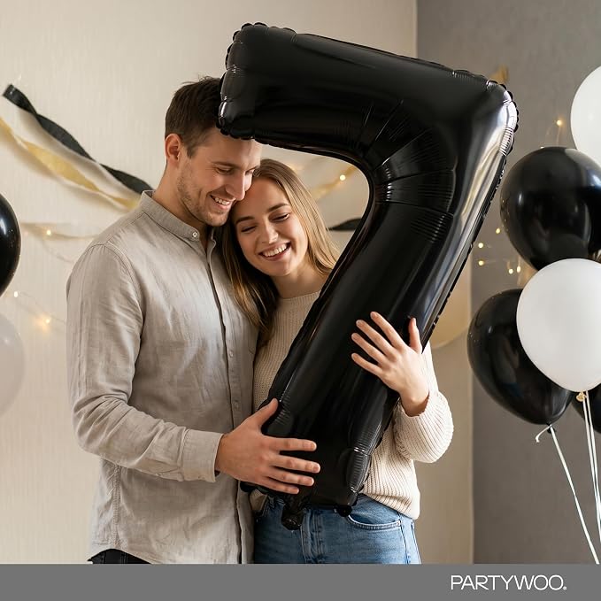 PartyWoo Number Balloons 40 Inch Black Number 7 Kit 25pcs - Image 9