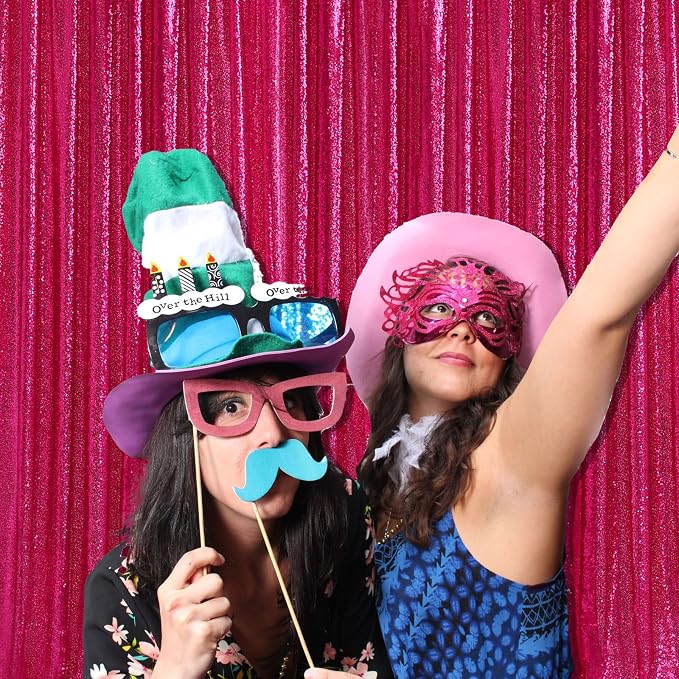 Sequin Backdrop Hot Pink 8ft x 8ft Glitter Photo Booth Backdrop | Sequin Photo - Image 3