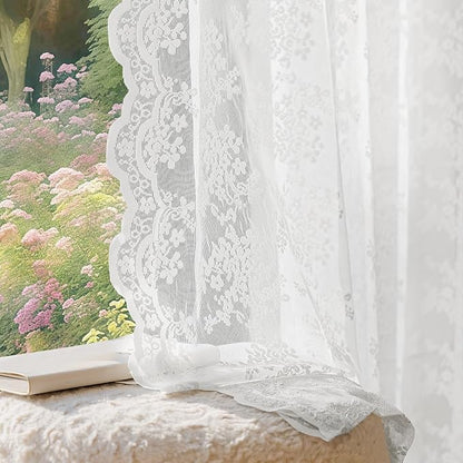 Anmao Vintage Lace Curtains 102 Inches Long 2 Panels Set, Romantic Elegant by Anmao