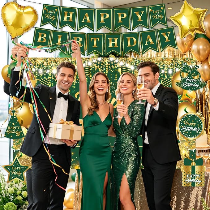 Green Gold Birthday Decorations Set - Image 6