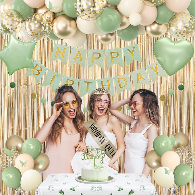Amandir Sage Green Birthday Decorations - Image 5