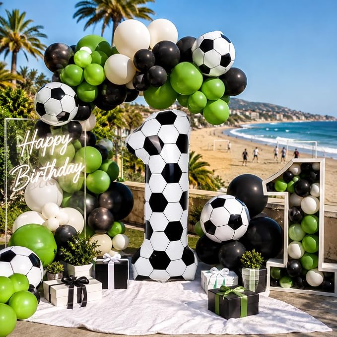 40 Inch Soccer Number 1 Balloons, Large White Soccer Foil 1 Balloon Numbers - Image 7