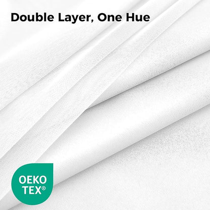 100% Blackout Curtains for Bedroom, Double Layer White Curtains, Room Darkening - Image 4
