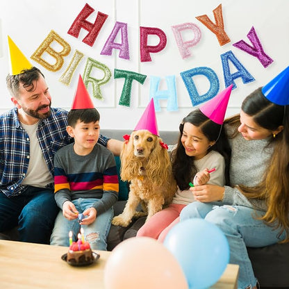 Tegeme Felt Happy Birthday Banner, Pre-strung Glitter Happy Birthday Garland - Image 8
