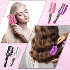 Patelai 4 Pcs Hair Brush, Detangler Curved Vented Brushes for Women Men, Curved Vented Wet Dry Styling Brushes for Curly Long Thick Thin Tangled Hair, Blow Drying Brush, 4 Color