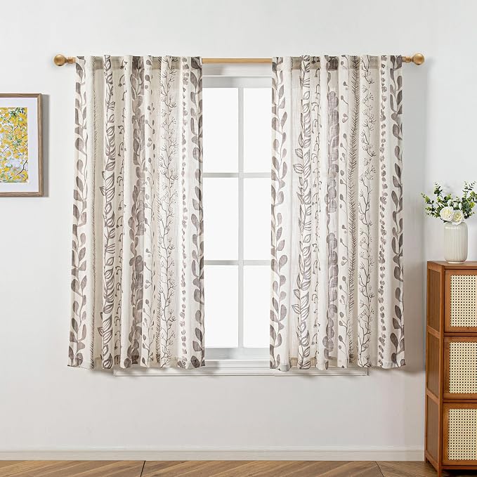 Boho Curtains 2 Panels Curtains 63 Inches Long Boho Linen Style Curtains by MEETSKY