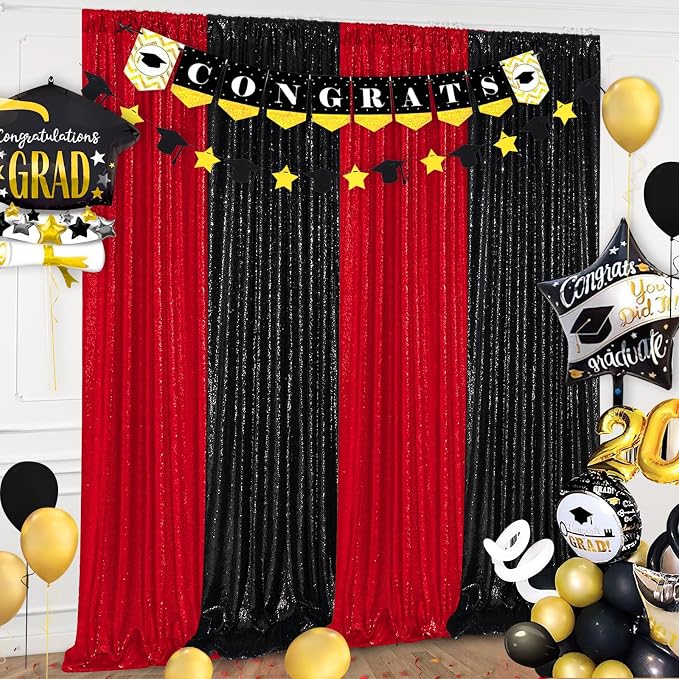 Black Sequin Backdrop 4 Panels 2FTx8FT Halloween Party Backdrop Curtains | - Image 9