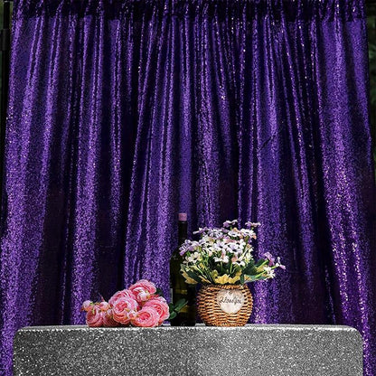 JYFLZQ Purple Sequin Backdrop Curtains 2ft x 8ft 4 Panel Glitter Photo Booth - Image 8