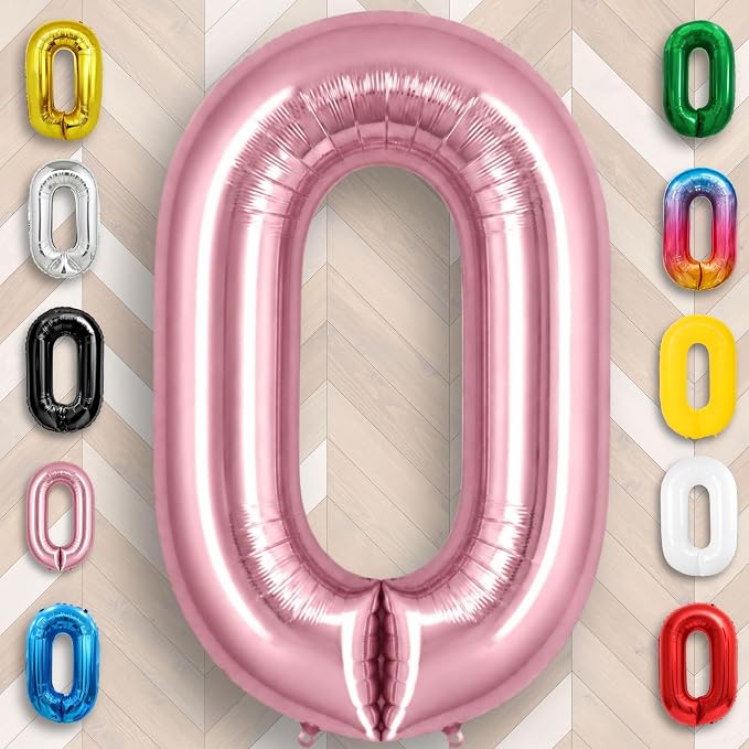 Pink Pearl Number Balloon 0 Mylar Foil Macaron Balloons 16 inch - Image 6