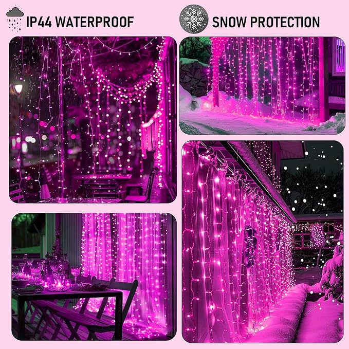 Dazzle Bright 300 LED Curtain String Lights, Valentine's Day Fairy Lights - Image 7