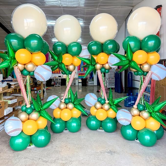 Green Yellow Gold Balloons, 12 Inch Dark Emerald Green Yellow Balloons - Image 4