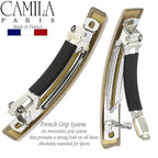 Camila Paris CP3029 French Hair Barrette Clip for Girls, Set of 2 White Rubberized Metal Clasp Strong Hold Grip Hair Clips for Women, No Slip Durable Styling Girls Hair Accessories, Made in France