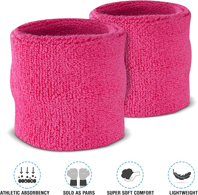 Suddora Sweatbands Set, Moisture Wicking 2 Wristbands and 1 Headband, Breathable Terry Cloth Athletic Bands for Basketball, Tennis, Yoga, Gym, Sweat Bands for Costumes and Cosplay