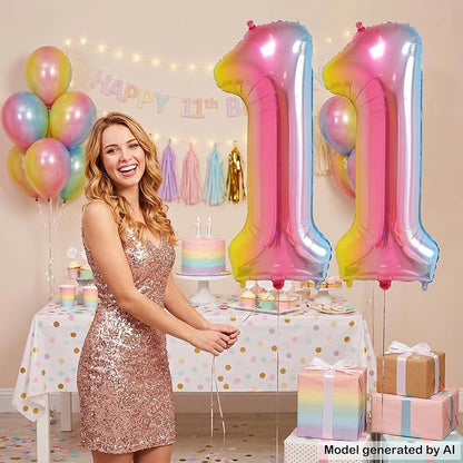 40 Inch Rainbow Foil Number 11 Balloon - Image 4
