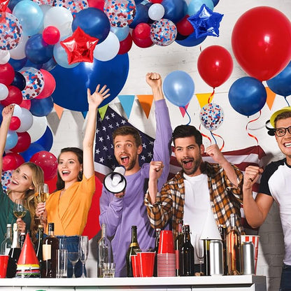 PERPAOL 140PCS Navy Red Blue Patriotic Balloon Arch Kit - Image 6
