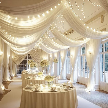 6 Panels Ivory Ceiling Drapes - Image 5