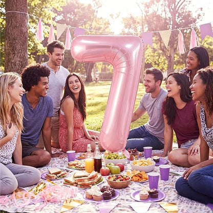 Number Balloons Pink Party Balloon - Image 7