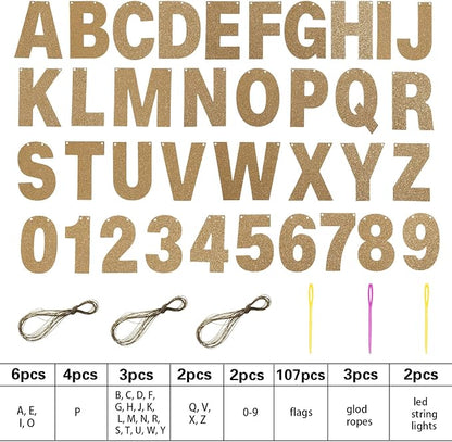 TaoBary 112 Pcs DIY Letter Kit Glitter Customizable Banner Letters Include 107 - Image 4