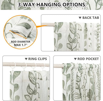 Sage Green Curtains 95 Inches Length 2 Panels Boho Curtains - Image 3