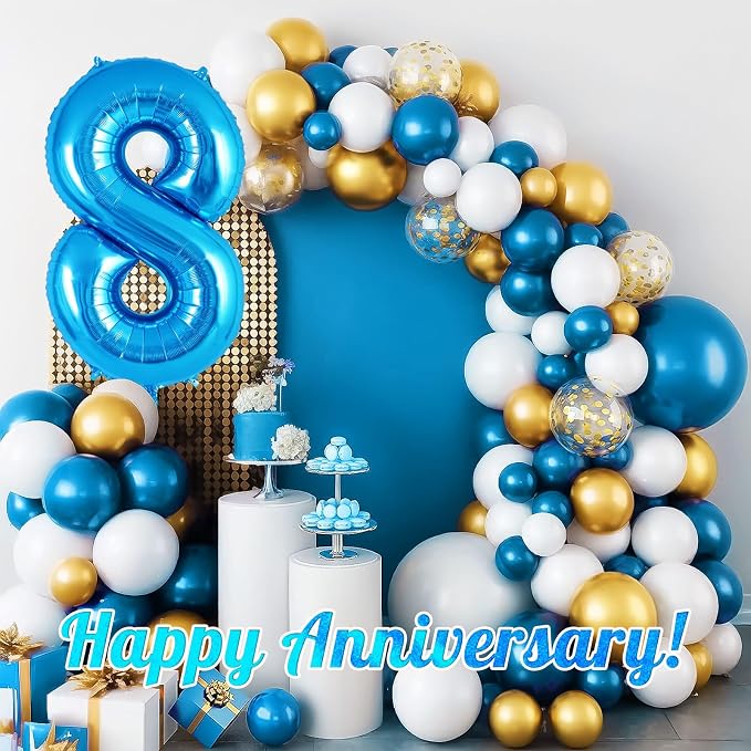 Blue Number 8 Balloon 40 Inch, Big Large Foil Helium Number Balloons, Jumbo - Image 6