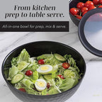 COOK WITH COLOR Mixing Bowls with Lids - 12 Piece Plastic Nesting Bowls Set includes 6 Prep Bowls and 6 Lids, Diamond Design - Microwave Safe, Black and White