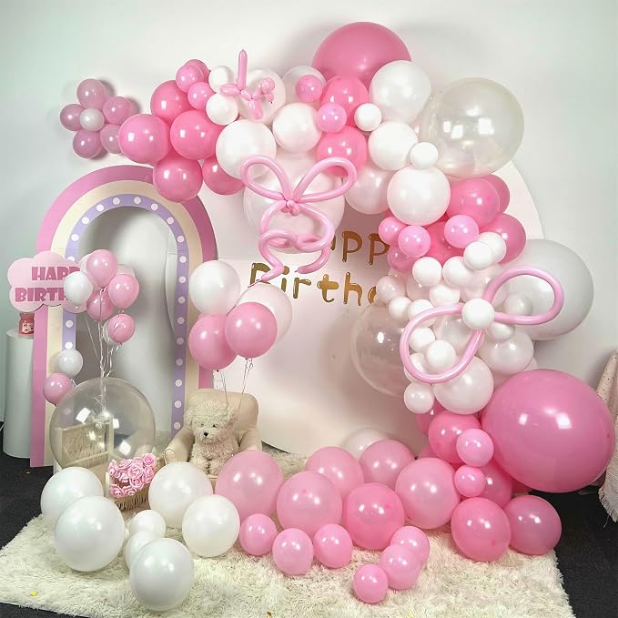 Pastel Pink and White Balloons Arch Kit 18 Inch*7 Clear Light Baby Pale Pink - Image 3