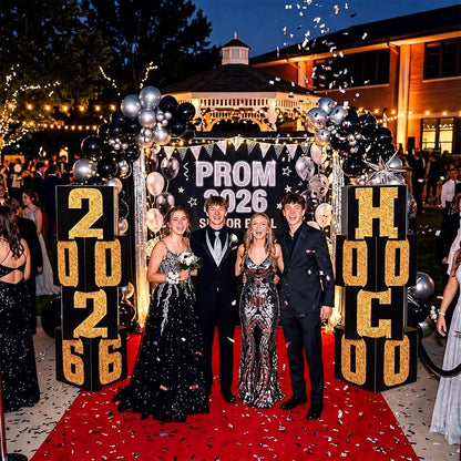 Queekay 8 Pcs HOCO 2026 Column Decorations Homecoming 2026 Gold Black Backdrop - Image 3
