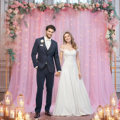 10x8ft Baby Pink Tulle Backdrop Curtain - Image 7