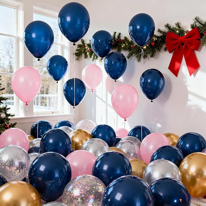 50pcs Navy Blue Latex Party Balloons, 12 inch Round Helium Navy Balloons - Image 3