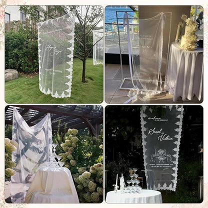 Custom Wedding Welcome Sign Banner, Sheer Fabric Hanging Wedding Entrance Decor - Image 5