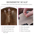VERNA Real Human Hair Topper, 10 Inch 100％ Human Hair Toppers for Women with Thinning Hair, Large area Coverage Medium Brown Hairpiece Wiglet for Daily Wear(8 * 11)
