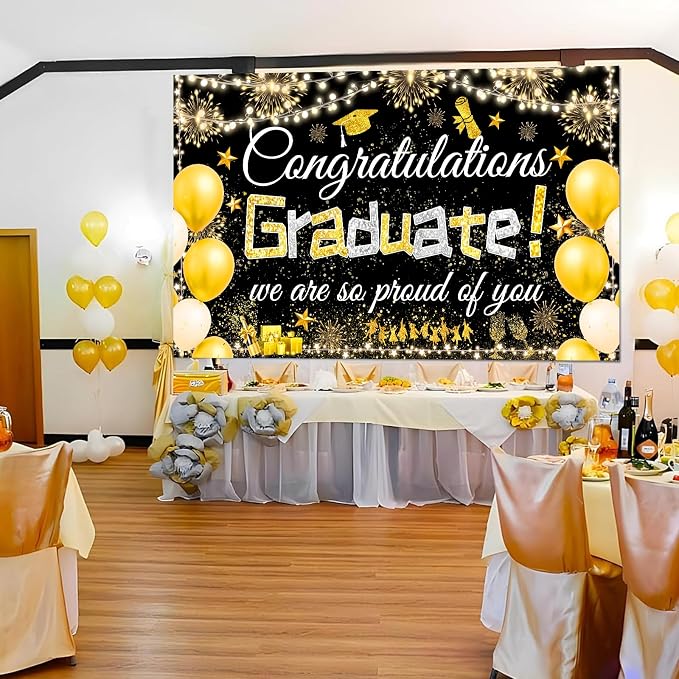 Famoby Congratulations Graduate We are so Proud of You Hanging Banner Fabric - Image 7