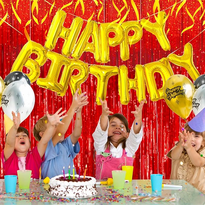 3 Pack Shiny Red Backdrop Party Decorations Tinsel Curtain Party Backdrop Foil - Image 7