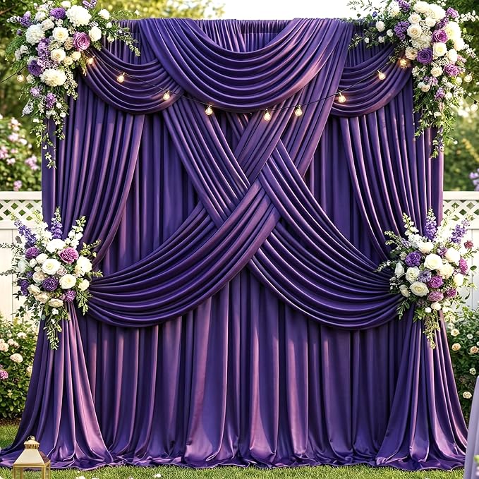50ft×12ft Deep Purple Backdrop Curtains - Image 2