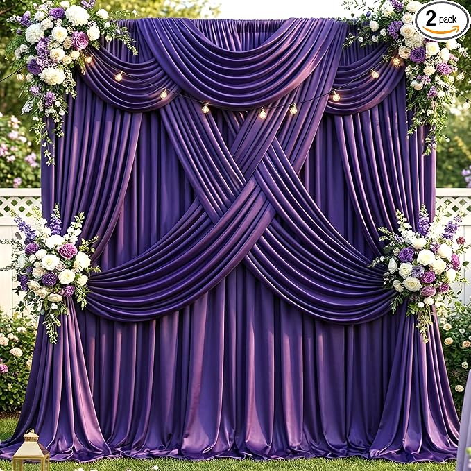 10ft×12ft Deep Purple Backdrop Curtains by PartyVillage
