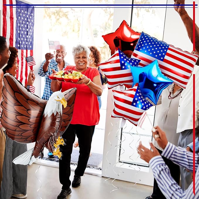 Zhanmai 12 Pcs Patriotic Eagle Foil Balloons American Party Decorations | Flag - Image 4