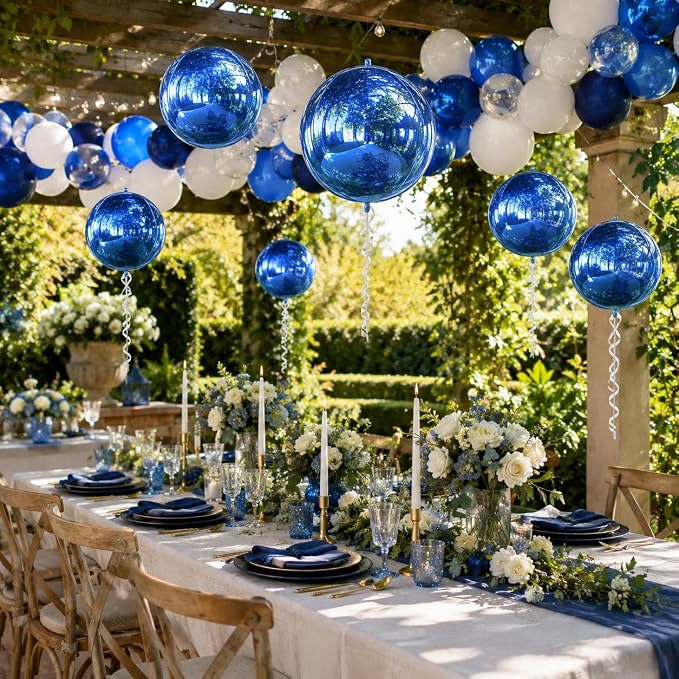 Dark Blue Balloons Foil, 22Inch Metallic Blue Balloons, Big Round Ball Balloon - Image 3