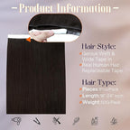 Full Shine Tape in Hair Extensions Human Hair Color 2 Dark Brown Wide Long Genius Weft Tape in Hair Extensions 18Inch One Piece Seamless Invisible Extension 50G for Women Add Volume for A Full Head