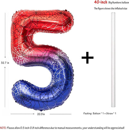 40 IN Red Blue Gradient Number 5 Balloon Large Digital 5 Foil Balloon | - Image 2
