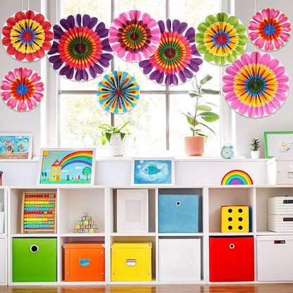 Outus Flower Hanging Decorations Summer Paper Fans Classroom Ceiling Wall Decor - Image 4